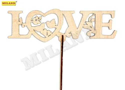 Топпер "Love" с цветами большой (18*5,5 см) береза