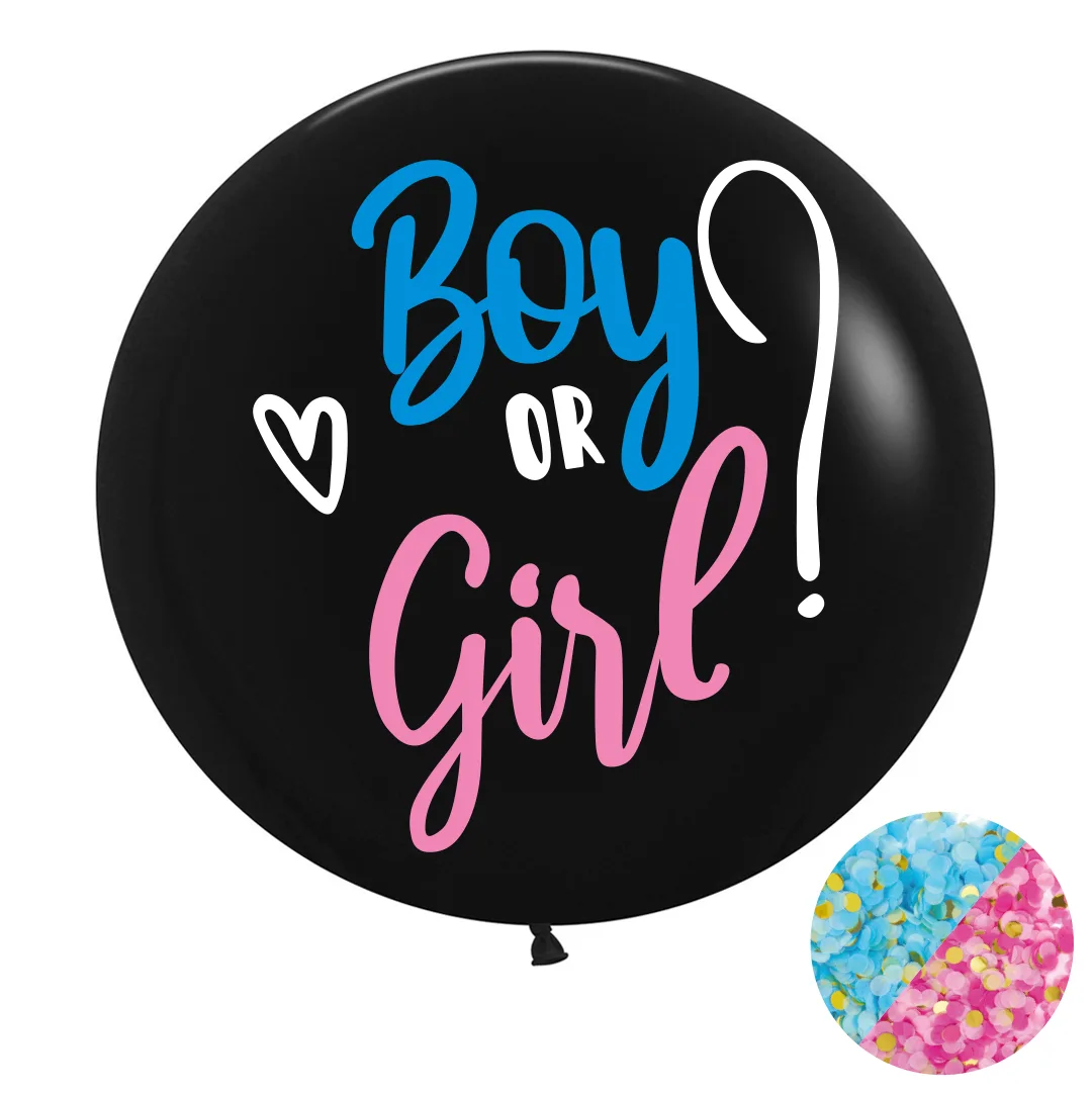 К 36"/91см Гендер Пати, с конфетти, Черный, пастель,  1 шт. (Китай)