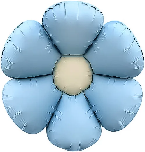 F 24"/61см Цветок, Ромашка (надув воздухом), Голубой, Сатин, 1 шт.(Китай)