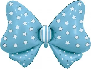 Р 36"/91см Бант, белые звездочки, Голубой, 1 шт. в упак. (Россия)