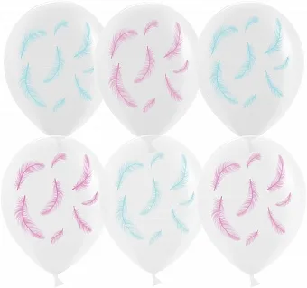 К 12"/30см Нежные перья, Белый/Прозрачный, кристалл, 5 ст, 25 шт.(Китай)