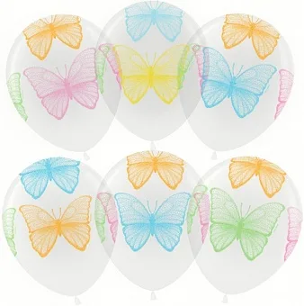 ВВ 12"/30см Яркие бабочки, Прозрачный (600), кристалл, 5 ст, 25 шт./(Малайзия)