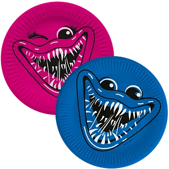 Тарелки (18 см) Зубастики, Синий/Фуше, 6 шт.