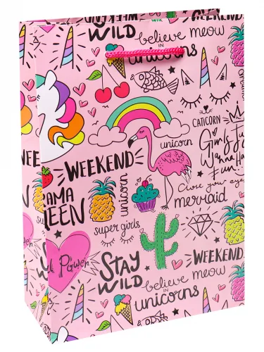 Optima Пакет подарочный с глянцевой ламинацией 18x23x8 см (M) Мечта девочки. 128 г