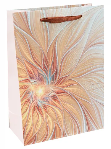 Dream cards Пакет подарочный с мат. лам. и тис.фольгой Золотой цветок 18х24х8.5 см (M).210 г