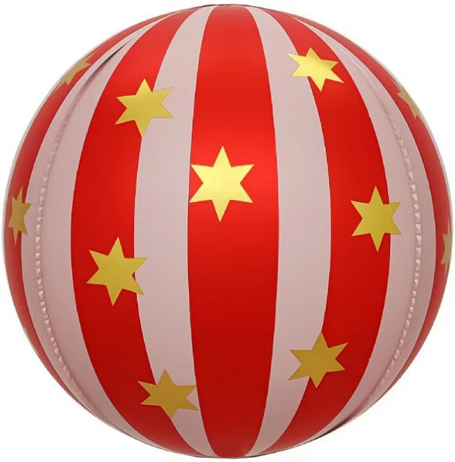 F 25"/64 см Сфера, Новогодний шар, Золотые звезды, Красный, 1 шт.(Китай)