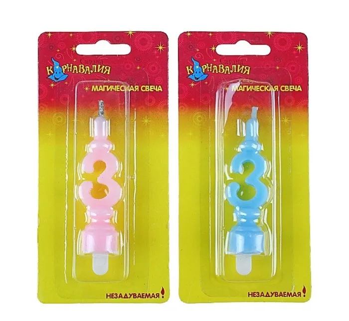 Свечи для торта на планшете цифра "3" MAGIC