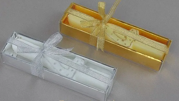 Свечи воск для торта цифра "4" микс золото/серебро