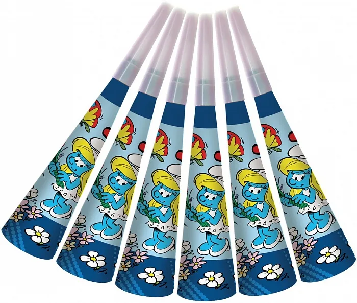 Горн бум. "Смурфики" / 6 шт.