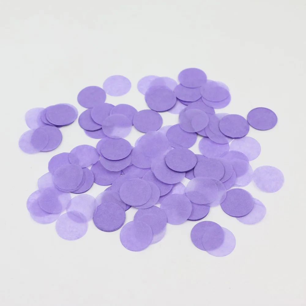 Конфетти бумага Круги 1 см сиреневое 50 гр (для шаров)