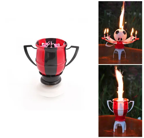 Свеча для торта музыкальная "Футбольный мяч" 8 свечей вращающаяся