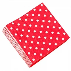 Салфетки Красные точки, 32*32см, 20 шт.