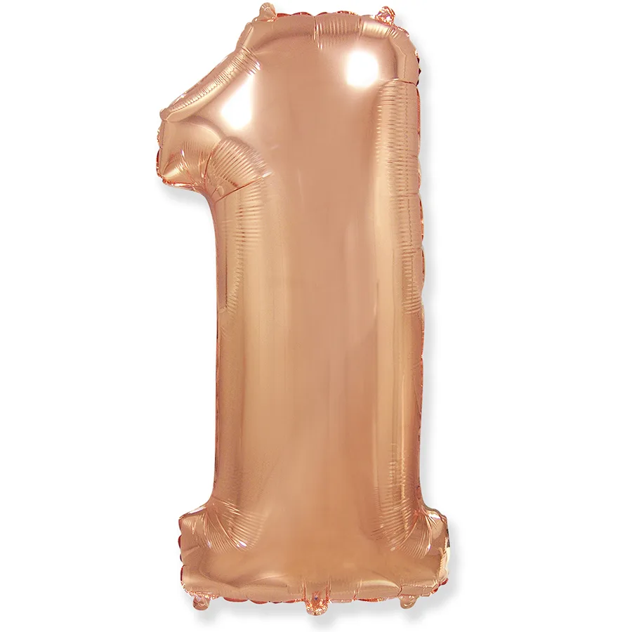 И 40"/102см Цифра "1",Розовое золото, в упаковке / 1 шт (Испания)