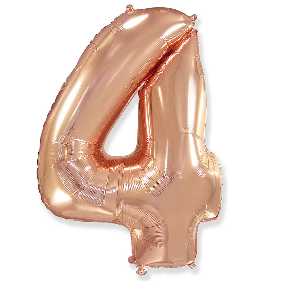 И 40"/102см Цифра "4",Розовое золото, в упаковке / 1 шт (Испания)
