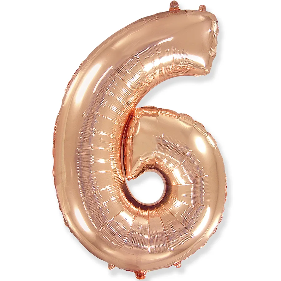 И 40"/102см Цифра "6",Розовое золото, в упаковке / 1 шт (Испания)