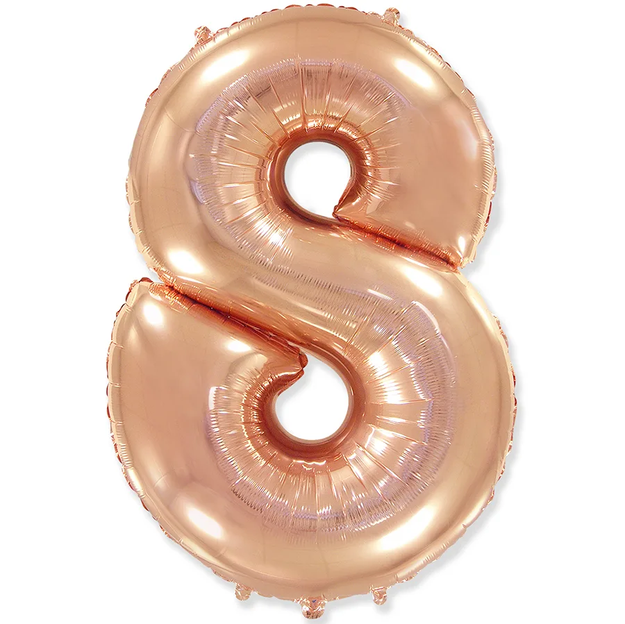 И 40"/102см Цифра "8",Розовое золото, в упаковке / 1 шт (Испания)