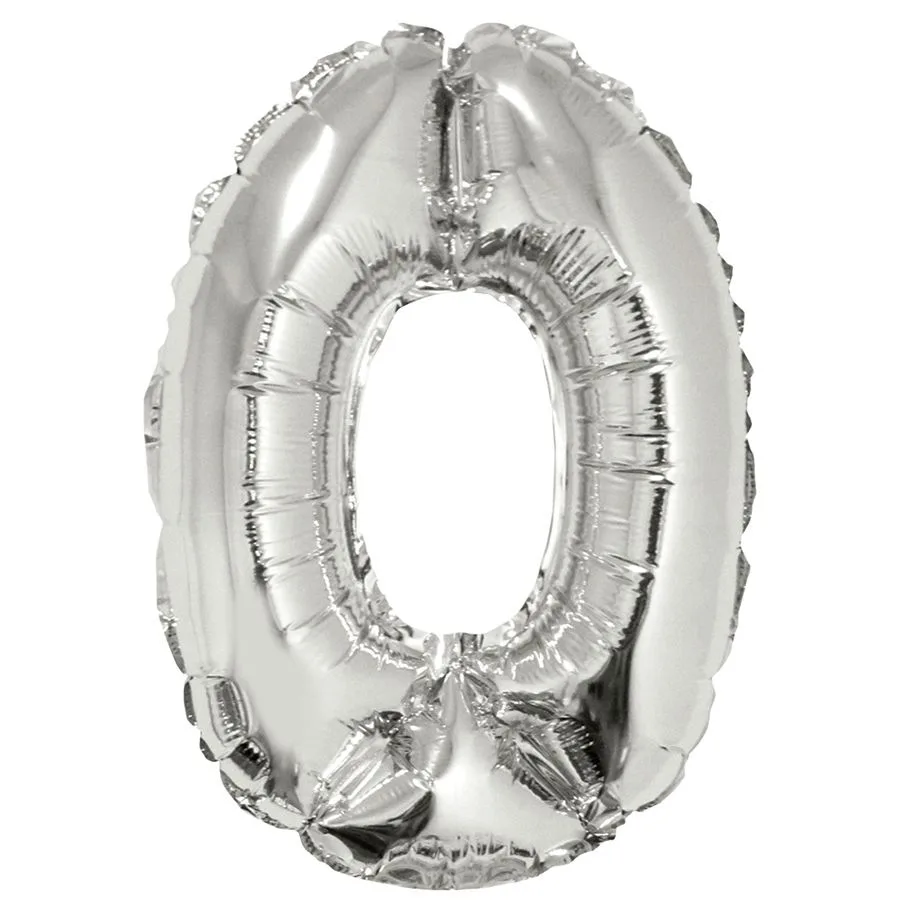 К 16" Цифра "0" Серебро в упаковке/1 шт./(Китай)