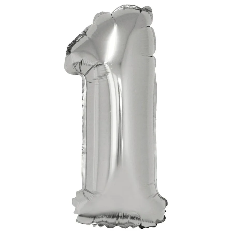 К 16" Цифра "1" Серебро в упаковке/1 шт./(Китай)