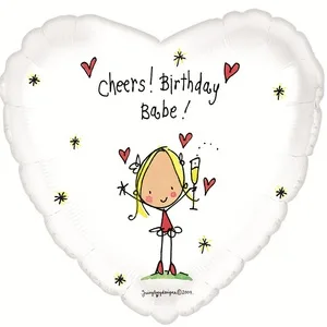 С 18"/46см Сердце, С Днем Рождения (детка), Белый, , 1 шт, (США)