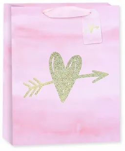 Пакет подарочный, Стрела любви, Розовый, Голография, 23*18*10 см, 1 шт.