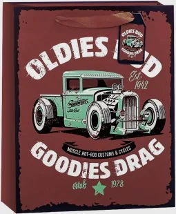 Пакет подарочный, Ретро-автомобиль, 32*26*12 см, 1 шт.