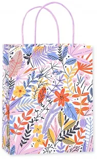 Пакет подарочный, Красочные листья, Розовый, 25*21*10 см, 1 шт.