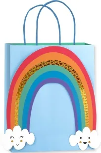 Пакет подарочный 3D, Радуга, Голубой, Голография, 32*26*12 см, 1 шт.