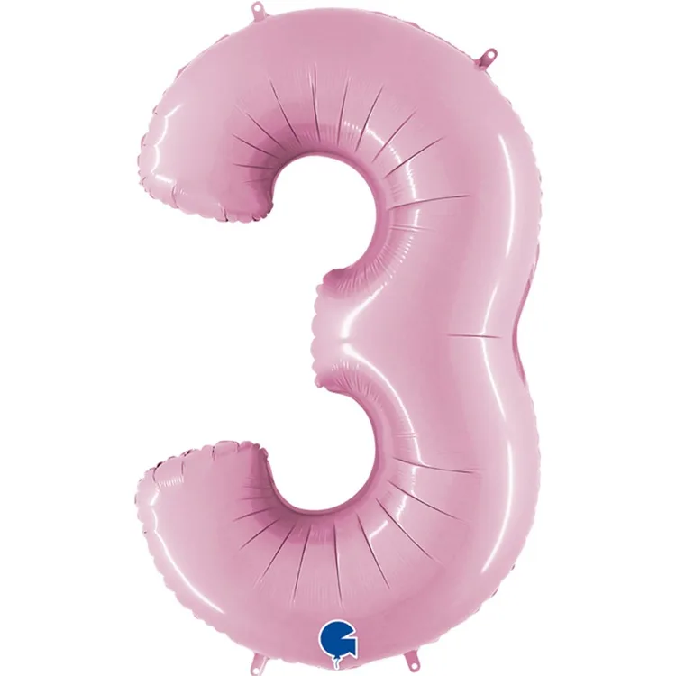 G 40"/102см Цифра "3" Розовый, пастель, упаковке/1 шт./(Италия)