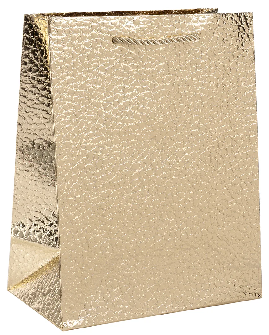 Пакет подарочный, 210гр, Фактура кожи, Дизайн №2, Золото, Металлик, 23*18*10 см, 1 шт.
