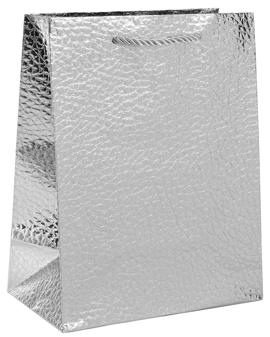 Пакет подарочный, 210гр, Фактура кожи, Дизайн №3, Серебро, Металлик, 23*18*10 см, 1 шт.