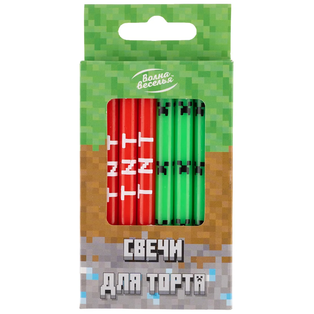 Свечи Пиксели, 0,8*8 см, 8 шт. с держат.