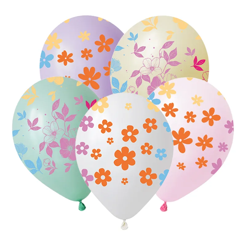 D 12"/30см Цветы, Ассорти Пастель Макаронс, /50 шт./(Вьетнам)