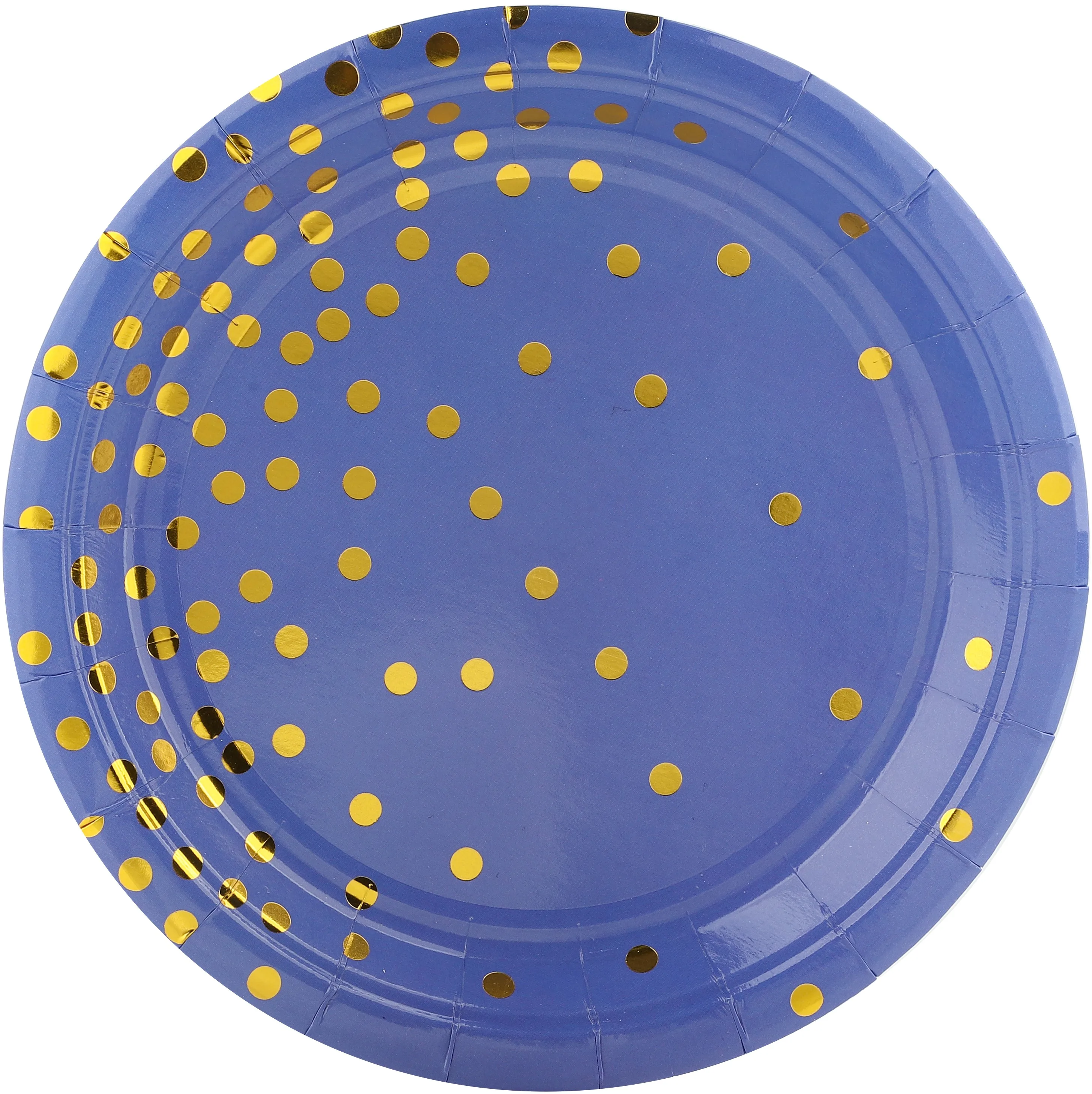 Тарелки (18 см) Золотое конфетти, Синий/Золото, Металлик, 6 шт.