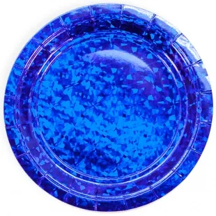 Тарелки "Звездные грани", Синий, Голография, 18 см./ уп. 10 шт.