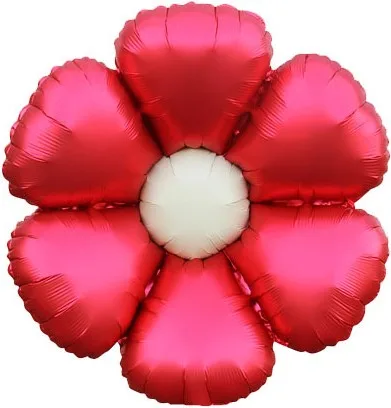 F 24"/61см Цветок, Ромашка (надув воздухом), Красный, Сатин, 1 шт(Китай)