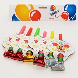 Язычек-гудок с карт "Веселый Клоун" 12см (6 шт)