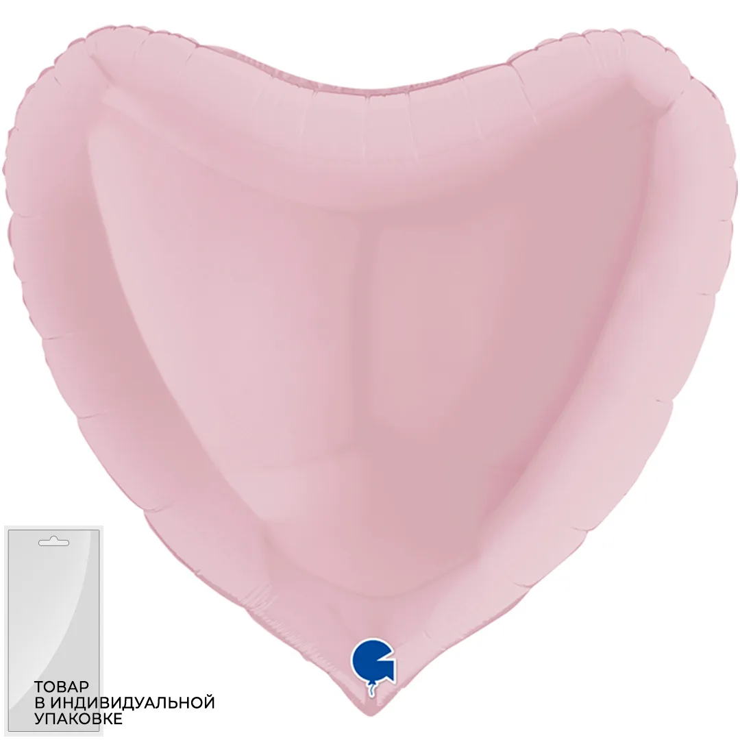 G 36"91см Сердце, Розовый Пастель, в упак. 1 шт.(Италия)