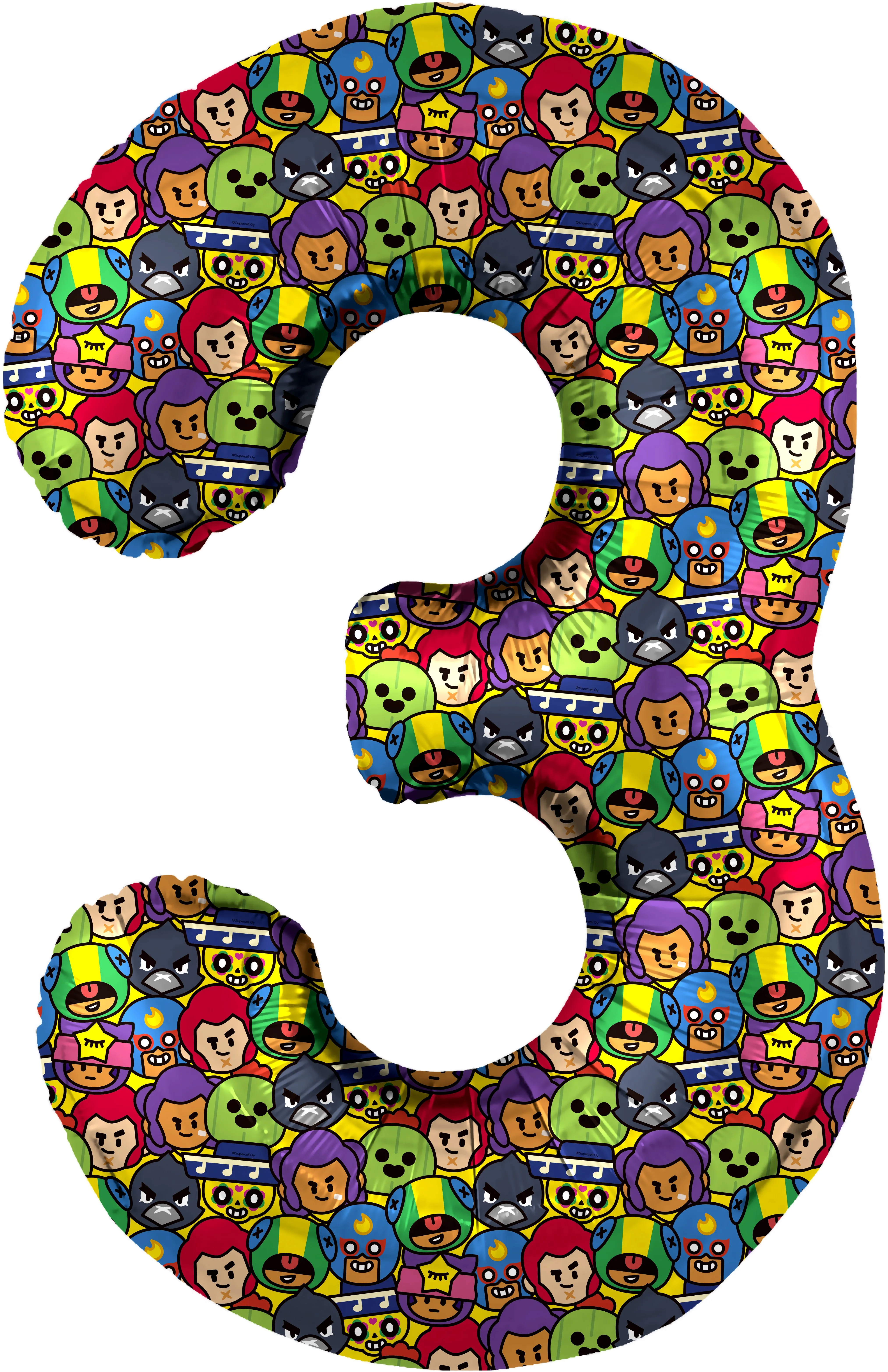 F 34"/86см Цифра, 3 Бравл Старс, 1 шт. в упак.  (Китай)