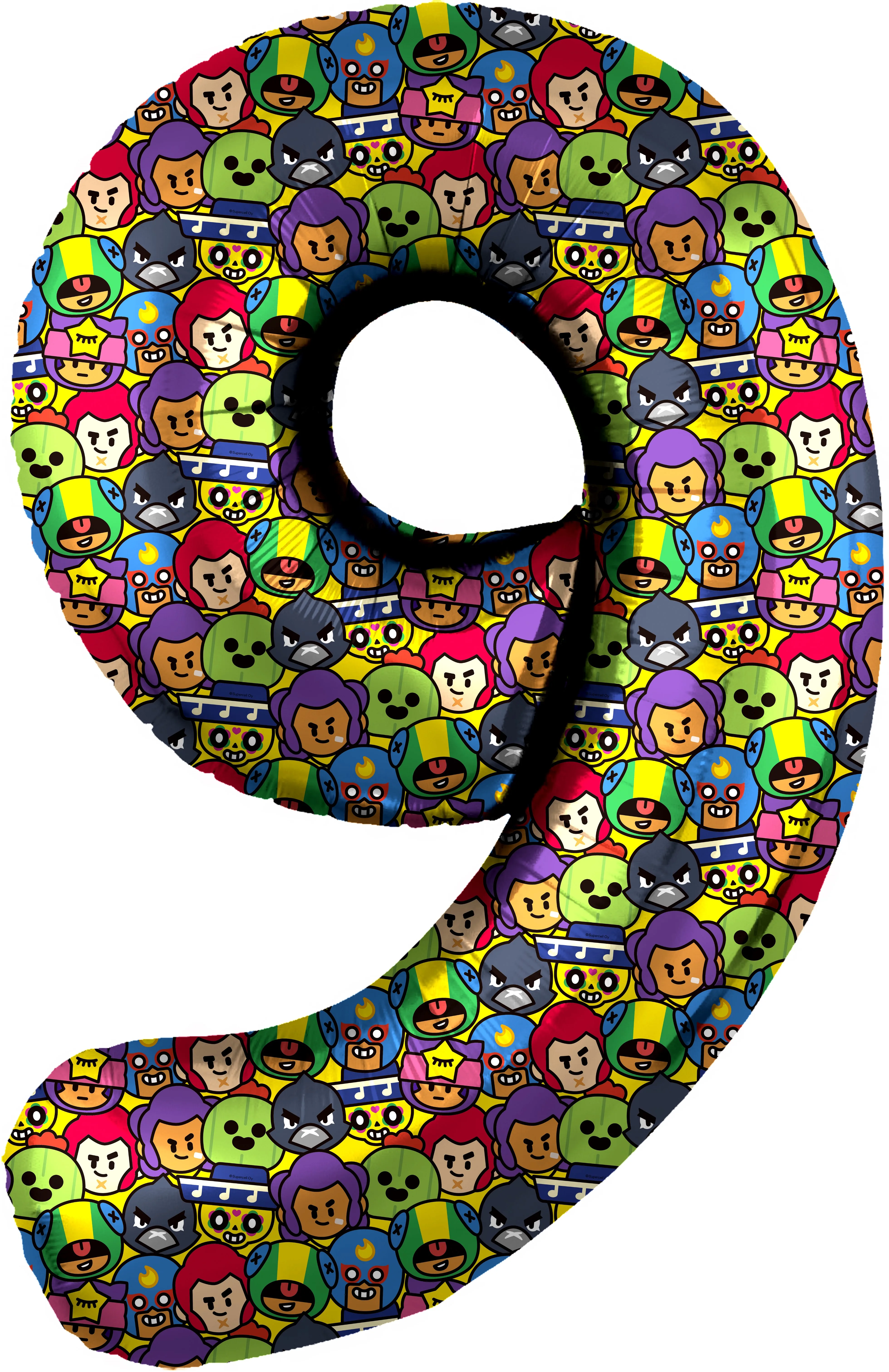 F 34"/86см Цифра, 9 Бравл Старс, 1 шт. в упак.  (Китай)