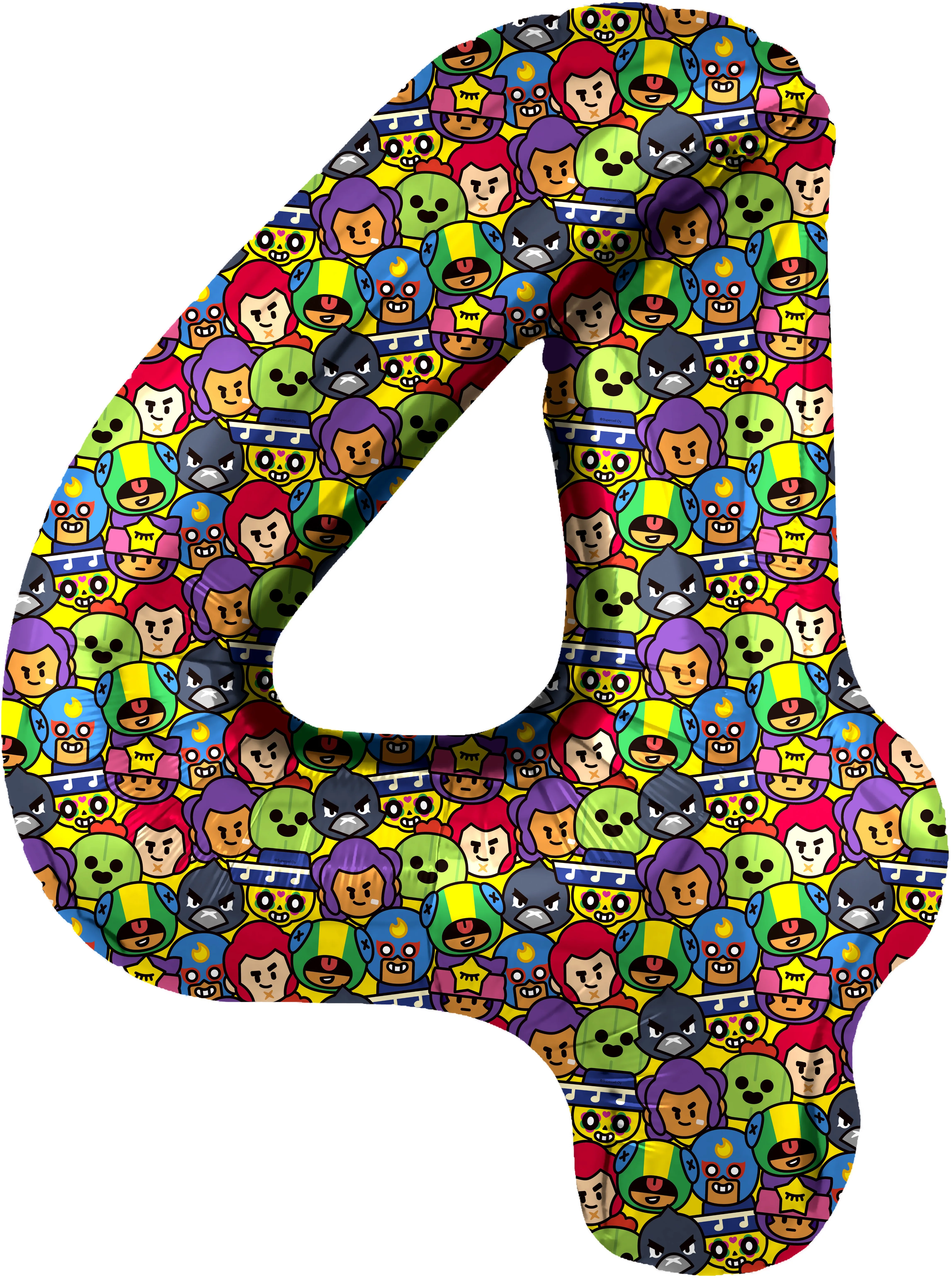 F 34"/86см Цифра, 4 Бравл Старс, 1 шт. в упак.  (Китай)