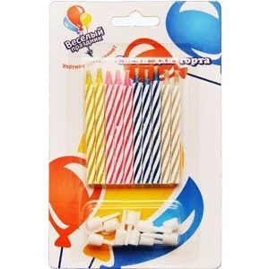 Свечи негаснущие с держателями 10 шт.