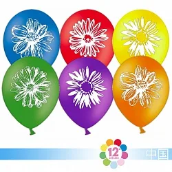 К 12"/30см Ромашки, Ассорти, Пастель, 2 ст., 100 шт.(Китай)