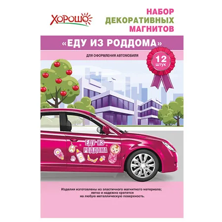 Набор декоративных магнитов "Еду из роддома!" девочка