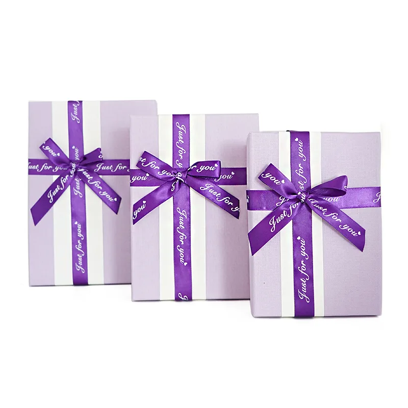 Набор подарочных коробок 3 в 1 "Зефир", Белый, Сиреневый 22*16*9 см 20*14*8 см 17*12*6 см