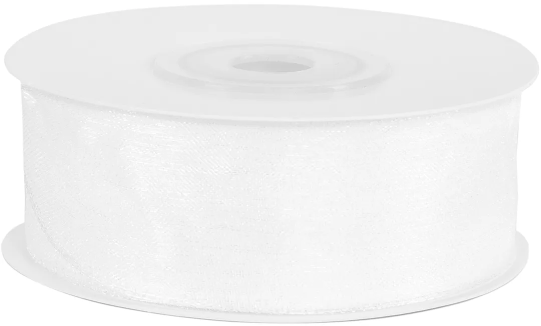 Лента органза (2,5 см*22,85 м) Белый, 1 шт. (Китай)