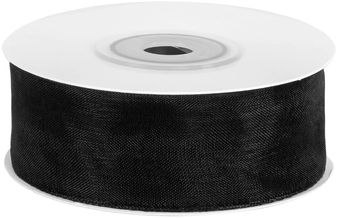 Лента Органза Черный / 25 мм * 22,85 м (Китай)