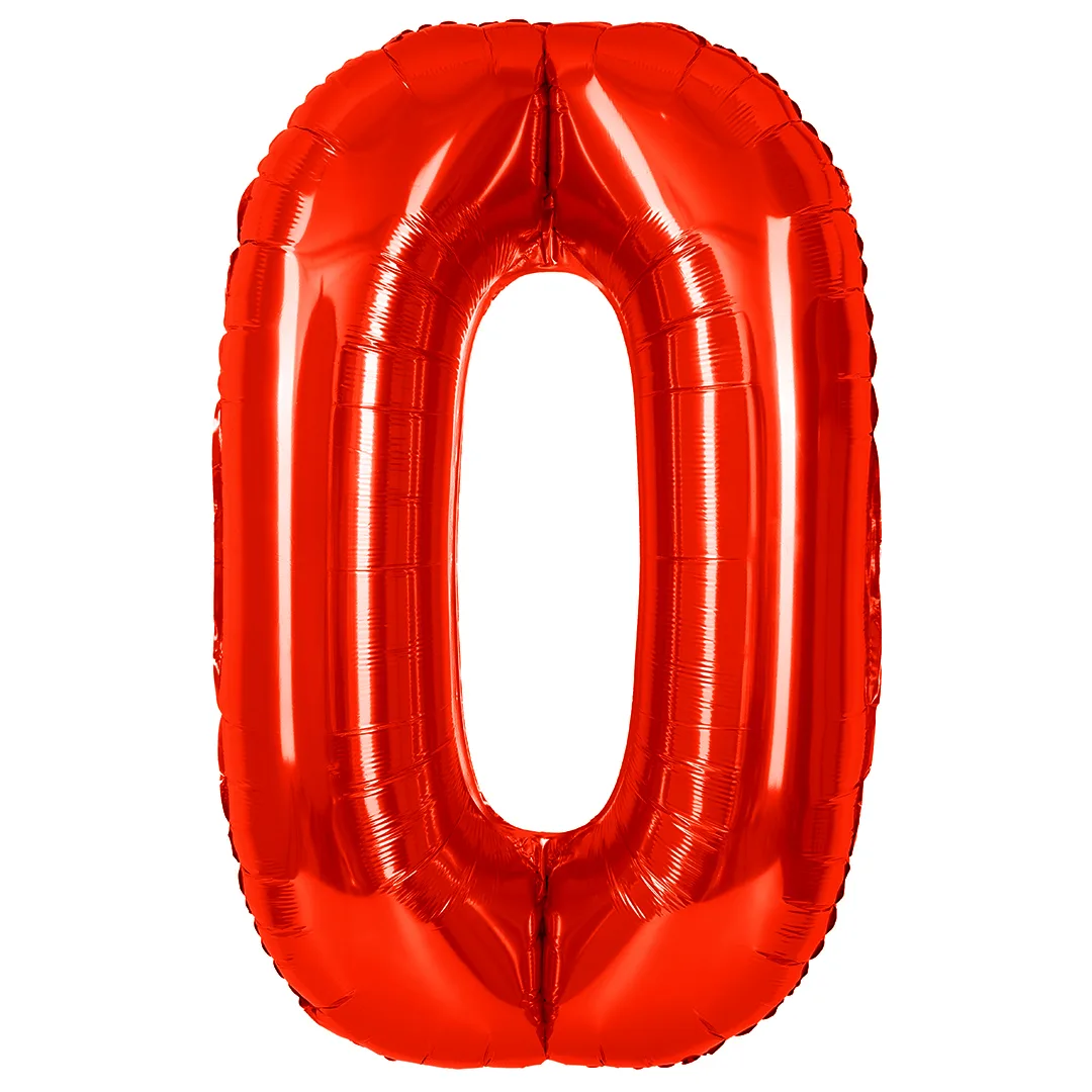 СБ 40''/102 см Цифра, 0, Красный, Металлик, 1 шт. в уп.(Китай)