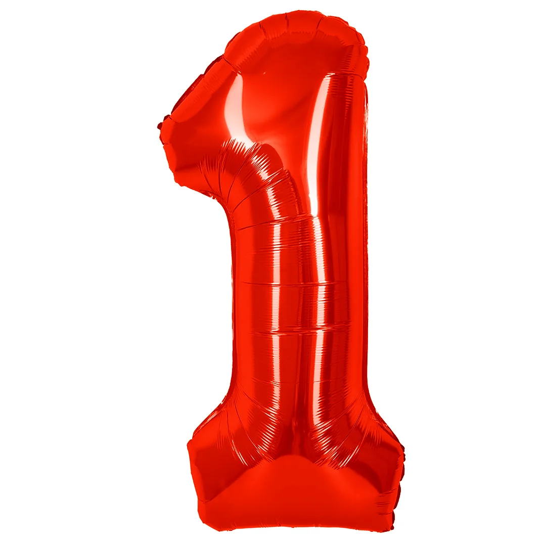 СБ 40''/102 см Цифра, 1, Красный, Металлик, 1 шт. в уп.(Китай)