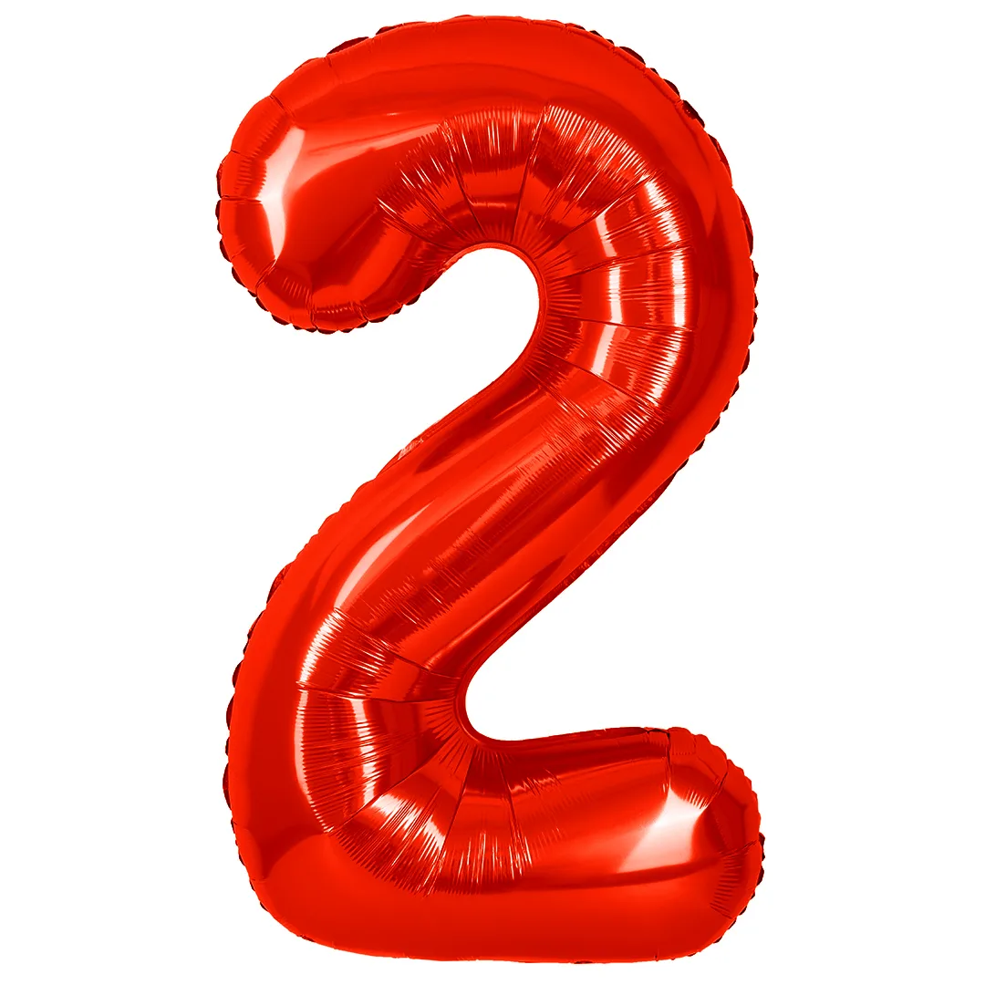 СБ 40''/102 см Цифра, 2, Красный, Металлик, 1 шт. в уп.(Китай)