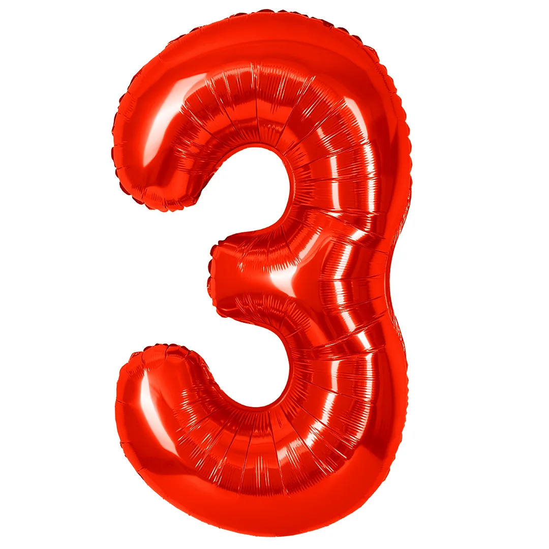 СБ 40''/102 см Цифра, 3, Красный, Металлик, 1 шт. в уп.(Китай)